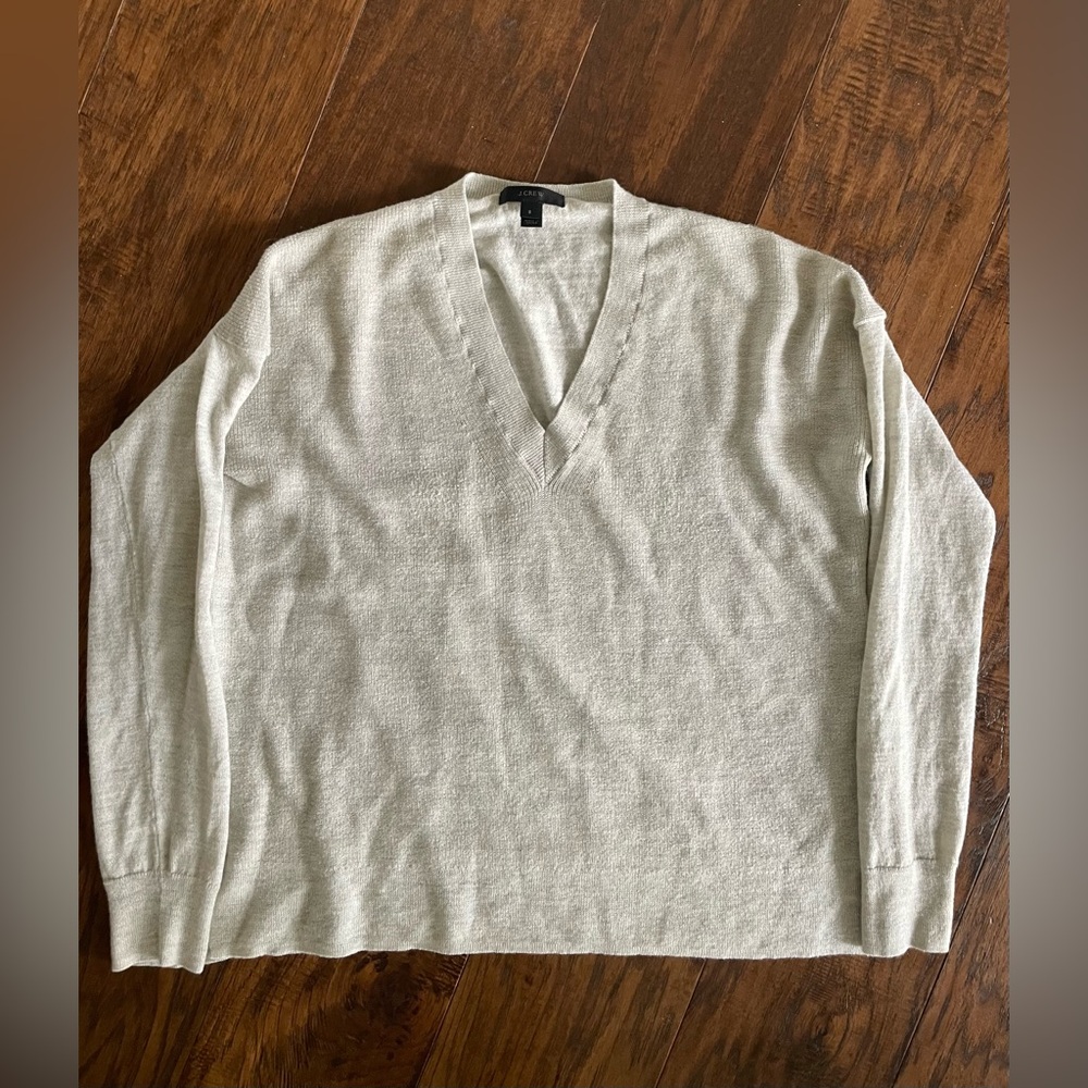 J. Crew Beige V-Neck Sweater SZ S